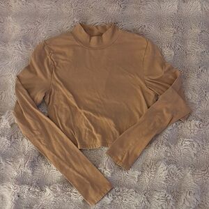 tan long sleeve cropped top